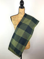 100% Organic Cotton Buffalo Plaid Large Block in Olive Green and Dusty Black Infinity and Blanket Scarves