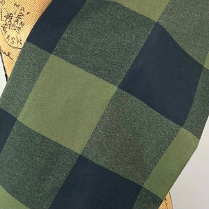 100% Organic Cotton Buffalo Plaid Large Block in Olive Green and Dusty Black Infinity and Blanket Scarves