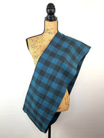 100% Organic Cotton Buffalo Plaid in Ocean Blue and Black Infinity and Blanket Scarves