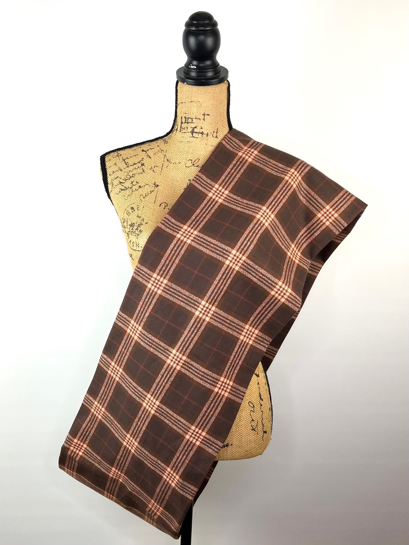 Dark and Milk Chocolate Browns with Muted Pink and Rust Accent 100% Organic Cotton Plaid Infinity and Blanket Scarves