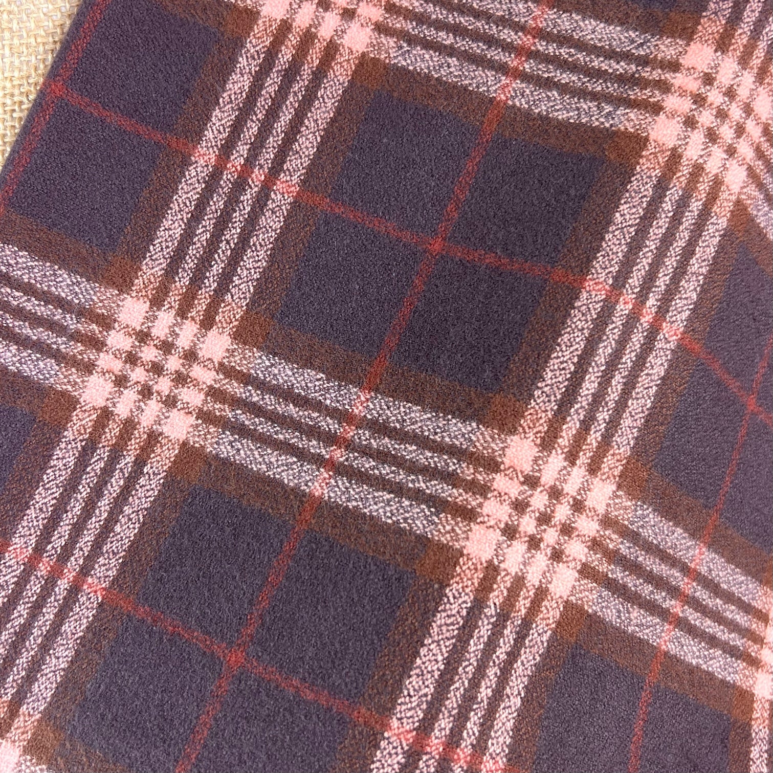 Dark and Milk Chocolate Browns with Muted Pink and Rust Accent 100% Organic Cotton Plaid Infinity and Blanket Scarves