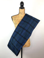 100% Organic Cotton Shades of Deep Navy Blue and Black Plaid Infinity and Blanket Scarves