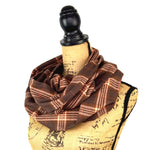 Dark and Milk Chocolate Browns with Muted Pink and Rust Accent 100% Organic Cotton Plaid Infinity and Blanket Scarves