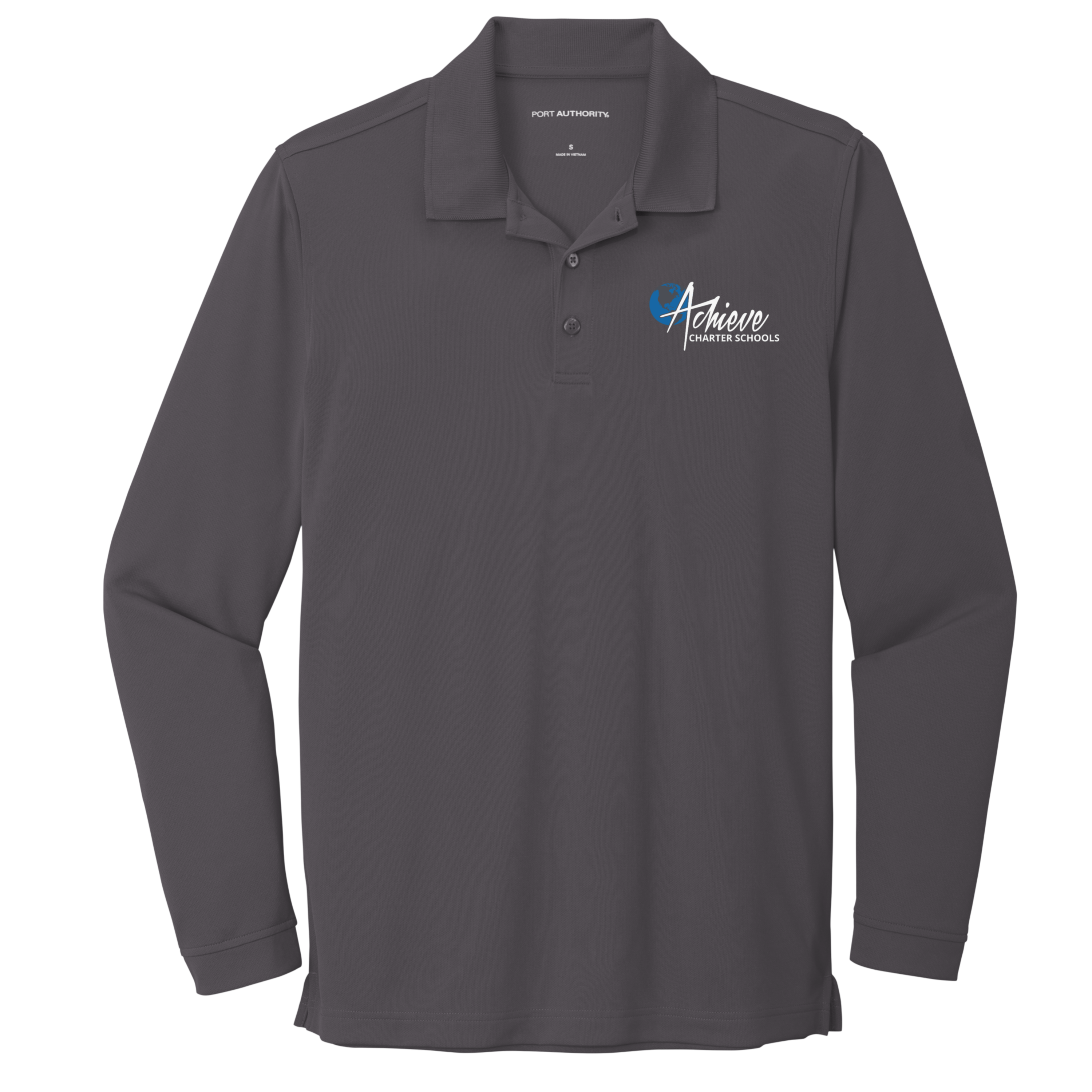 Adult Size Dry-Zone Long Sleeve Embroidered Polo Shirts - Middle School