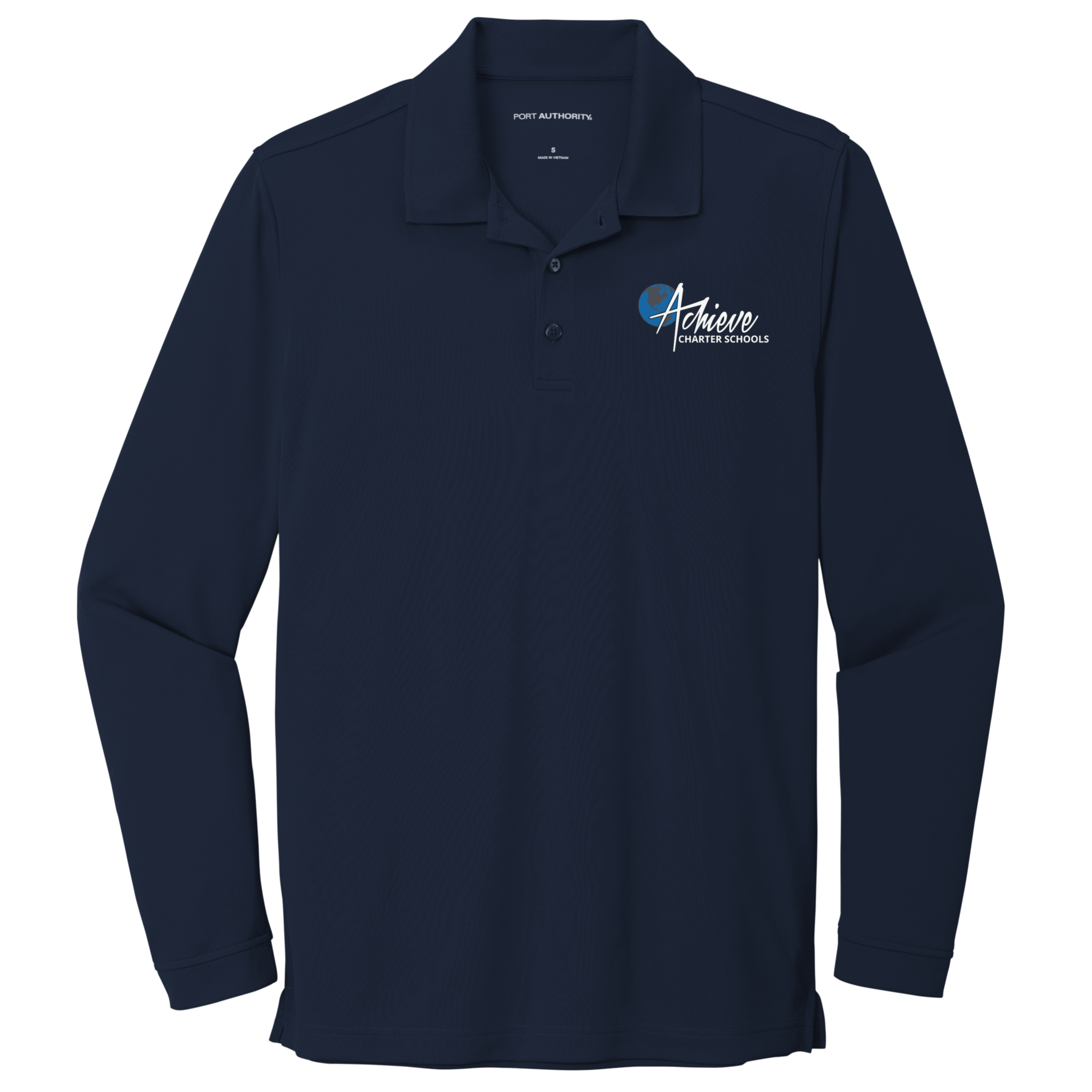 Adult Size Dry-Zone Long Sleeve Embroidered Polo Shirts - Elementary School
