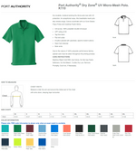 Adult Size Dry-Zone Embroidered Polo Shirts - Elementary School