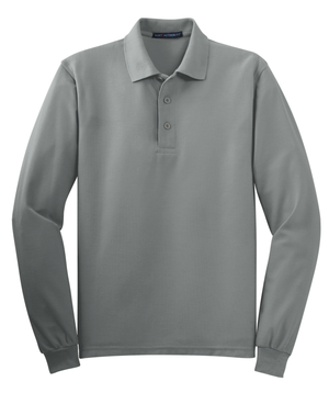 Adult Unisex Men's Pique Long Sleeve Embroidered Polo Shirts - Middle School