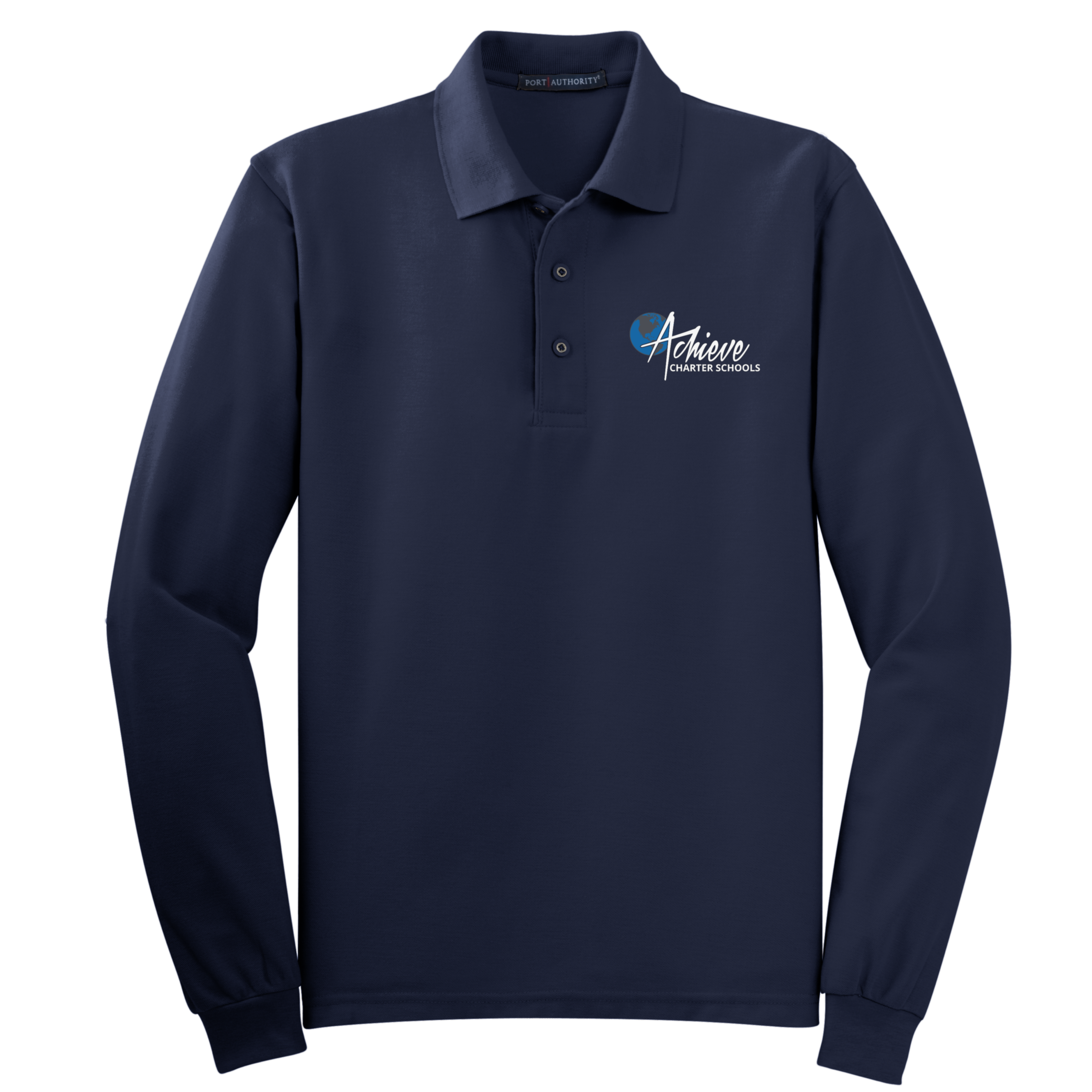 Adult Unisex Men's Pique Long Sleeve Embroidered Polo Shirts - Elementary School