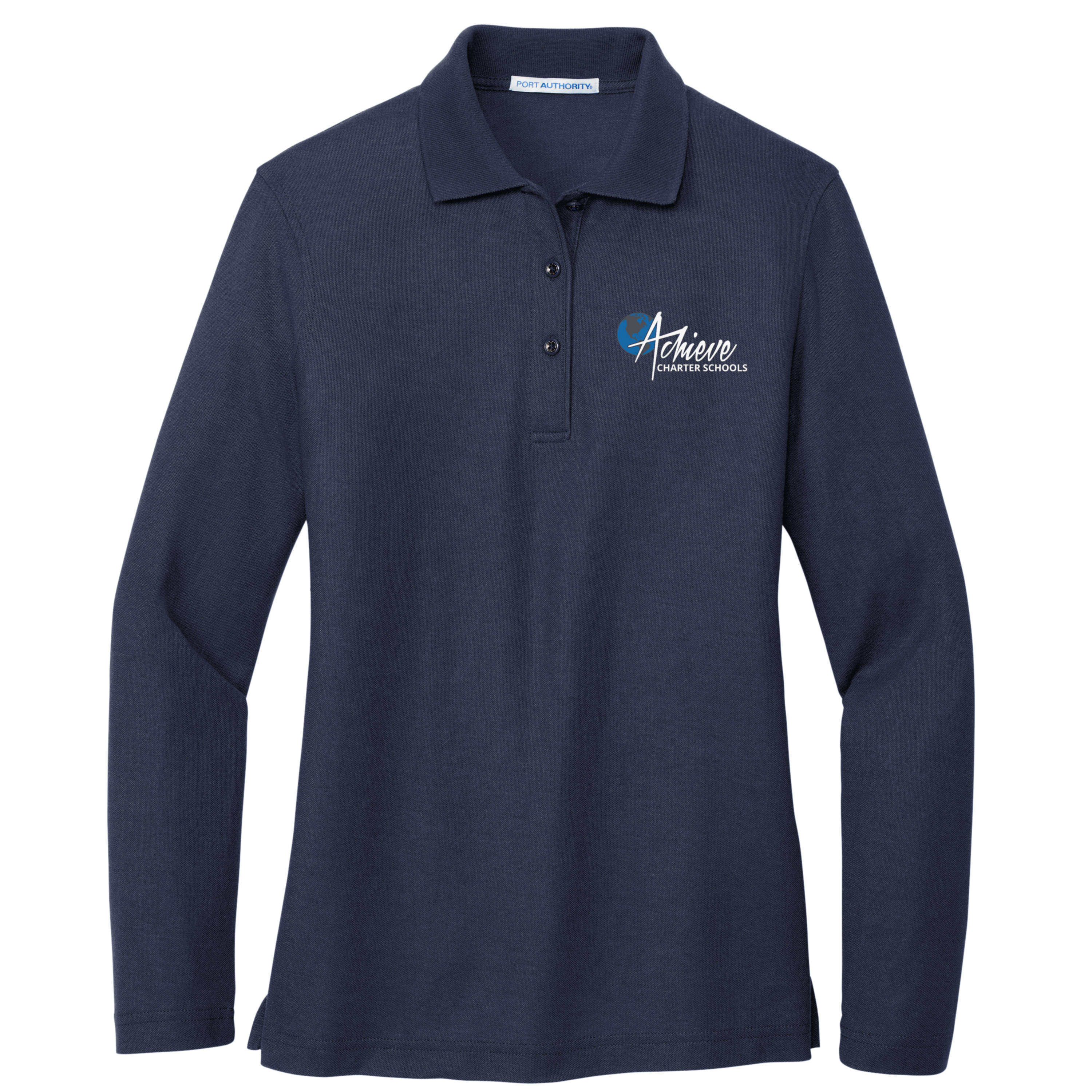 Adult Women's Pique Long Sleeve Embroidered Polo Shirts - Elementary School