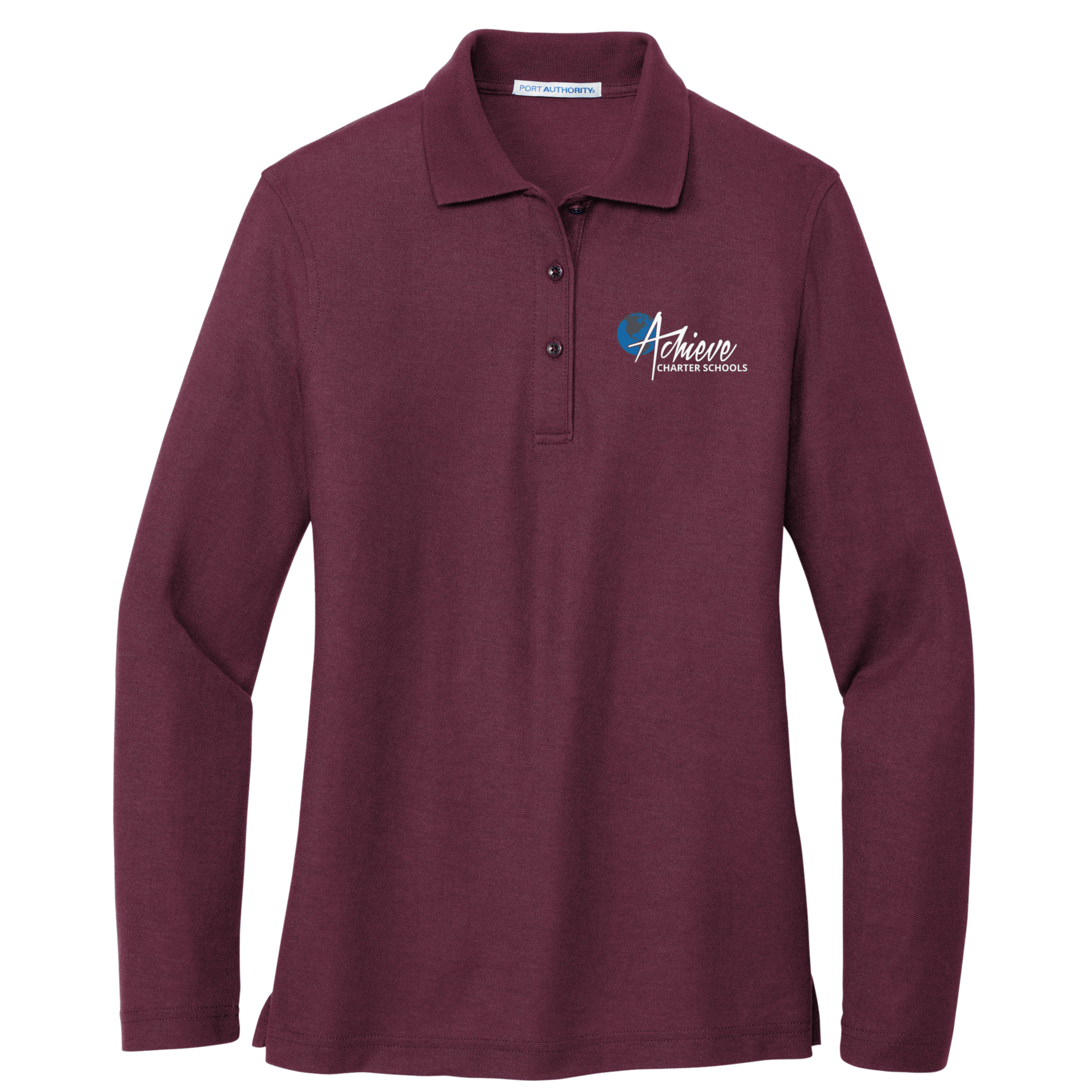 Adult Women's Pique Long Sleeve Embroidered Polo Shirts - Middle School