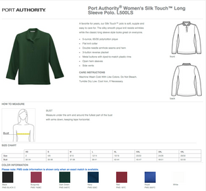 Adult Women's Pique Long Sleeve Embroidered Polo Shirts - Elementary School