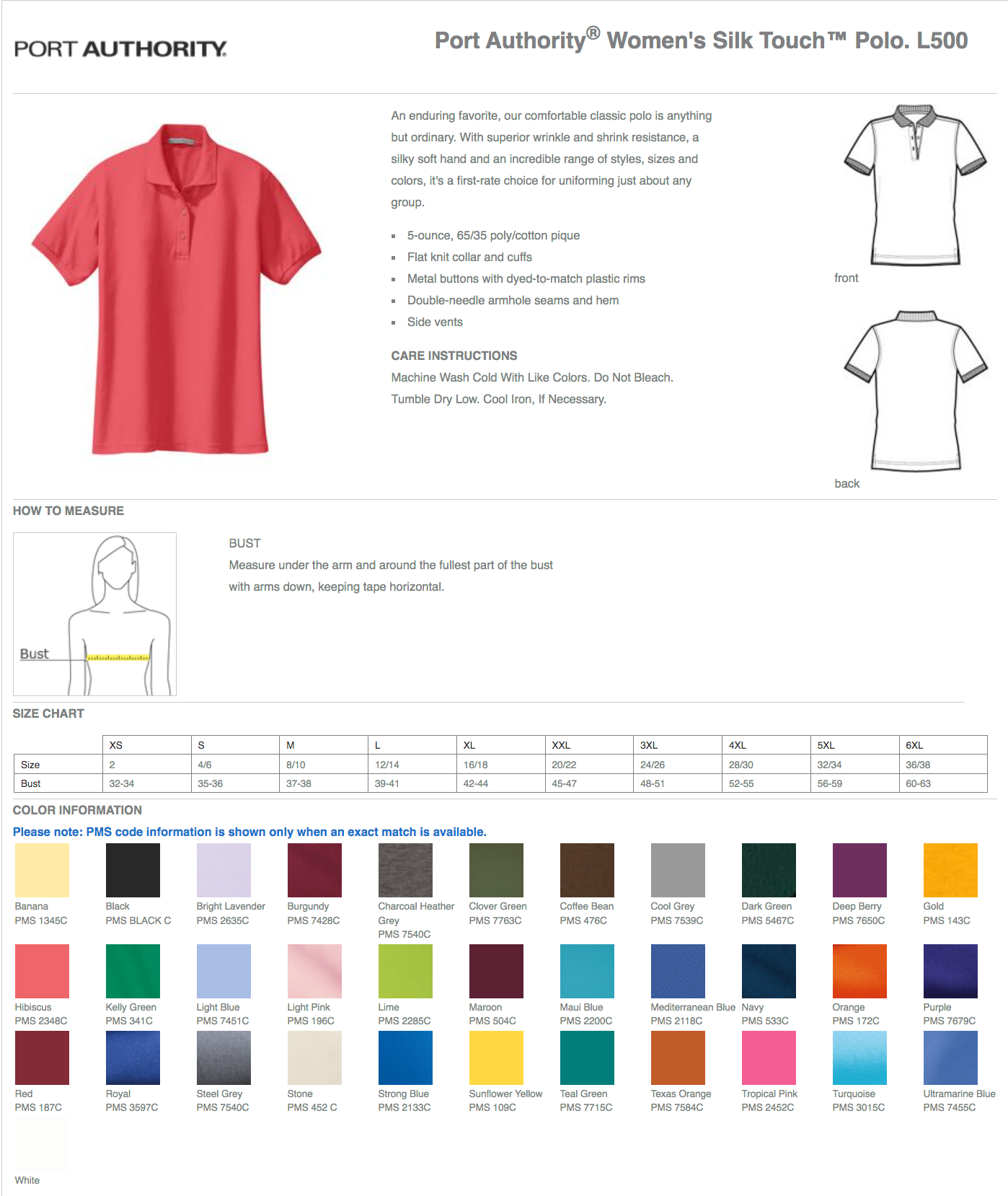 Adult Women's Pique Size Embroidered Polo Shirts - Middle School