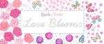 Dahlia and Hearts on Light Floral Blue - Fabric by the 1/4 Yard