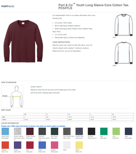 Middle School Maroon & Grey Long Sleeve T-Shirts - Youth/Adult