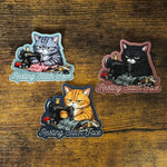 Resting Stitch Face Sewing Gray Tabby Cat 3" Sticker
