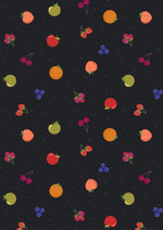 Fruit on Black - Fabric by the 1/4 Yard