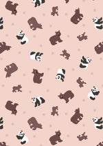 Pandas and Bears on Pale Plaster - Fabric by the 1/4 Yard