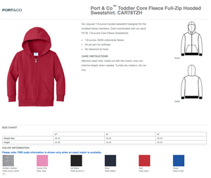Toddler Embroidered Zipper Hoodie - Elementary School