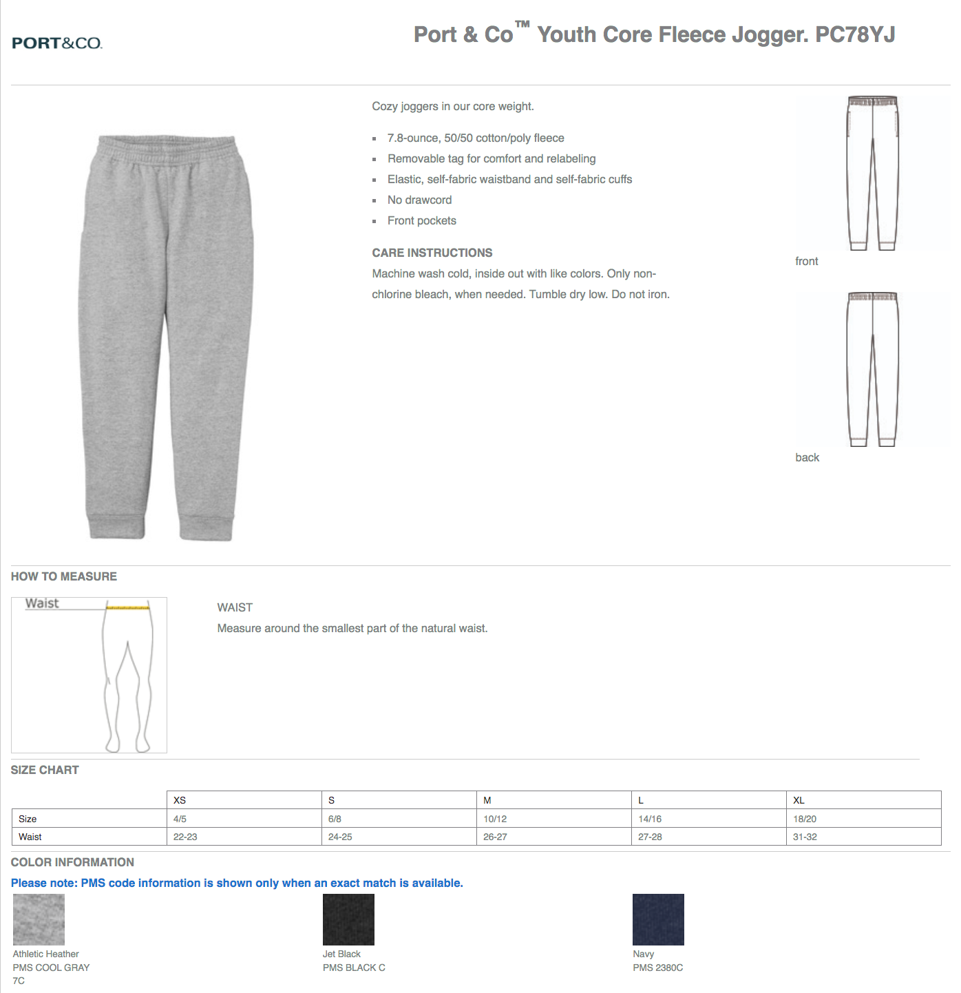 Middle School PE Black Fleece Jogger