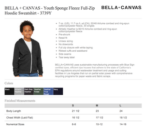 Youth BELLA+CANVAS Embroidered Zipper Hoodie - Middle School