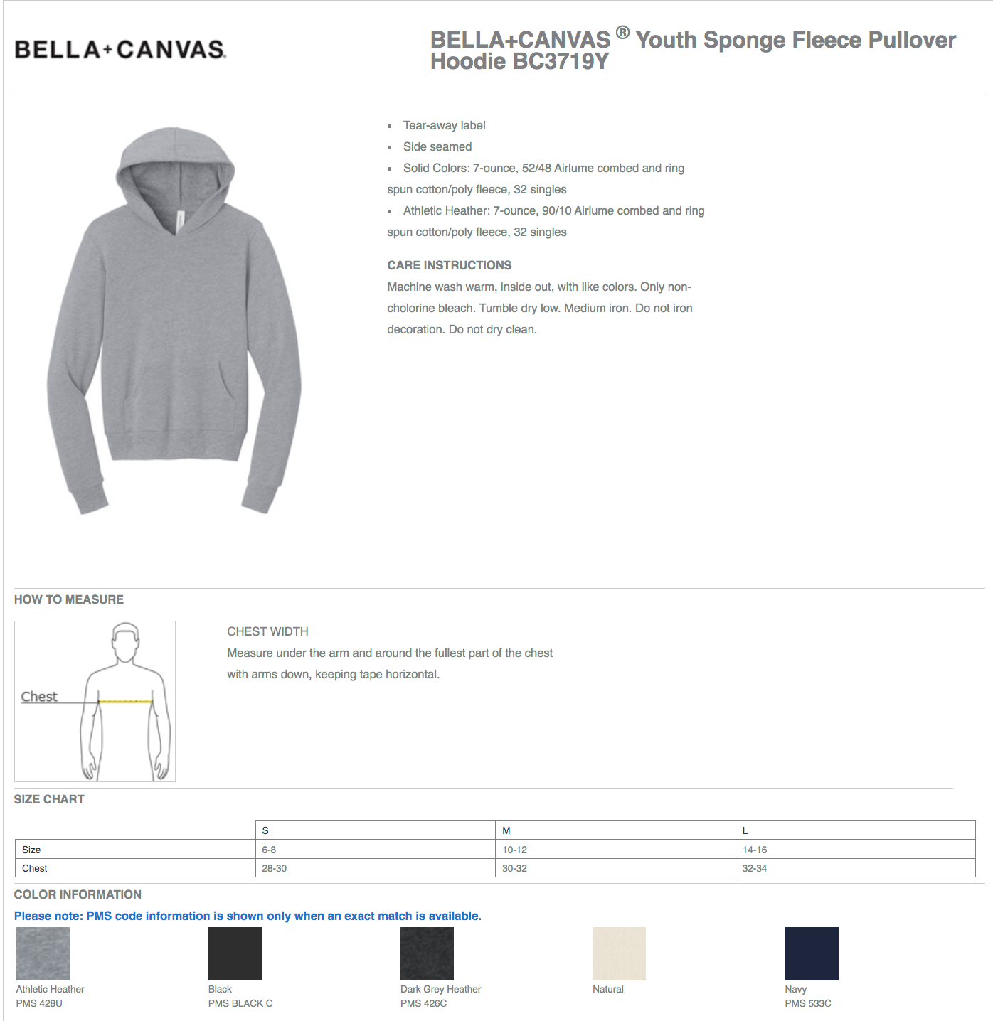 Youth BELLA+CANVAS Pullover Hoodie - Middle School