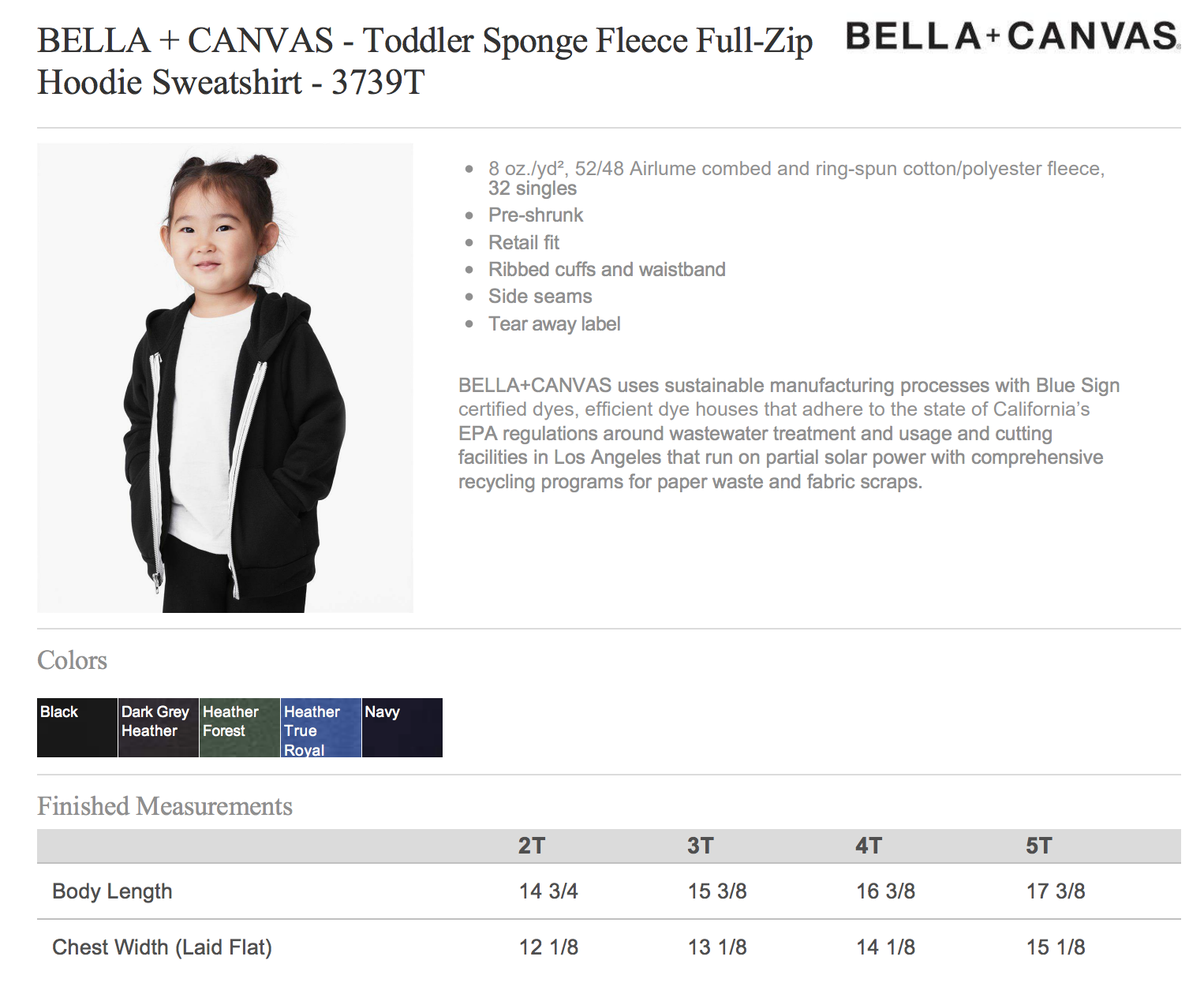 Elementary School Navy BELLA+CANVAS Embroidered Zipper Hoodie