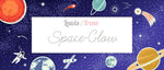 Glow Astronauts on Grey Blue - Glow in the Dark Fabric by the 1/4 Yard