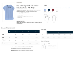 Elementary School Girls Peter Pan Collar Embroidered Pique Polo Shirts
