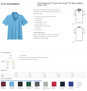 Elementary School Colors Dry-Zone Embroidered Polo Shirts - Youth/Adult/Women's