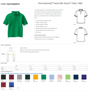 Elementary School Colors Pique Embroidered Polo Shirts - Youth/Adult/Women's
