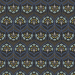 Star Floral on Black with Gold Metallic - Fabric by the 1/4 Yard