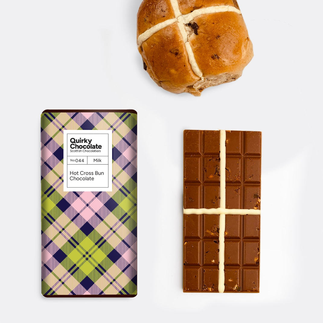 Limited Edition Easter Tartan Hot Cross Bun Milk Chocolate Bar