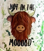 Colorful Coo Not Today Heifer or Not in the Mood 18oz Frosted Beer Can Glass with Bamboo Lid and Straw