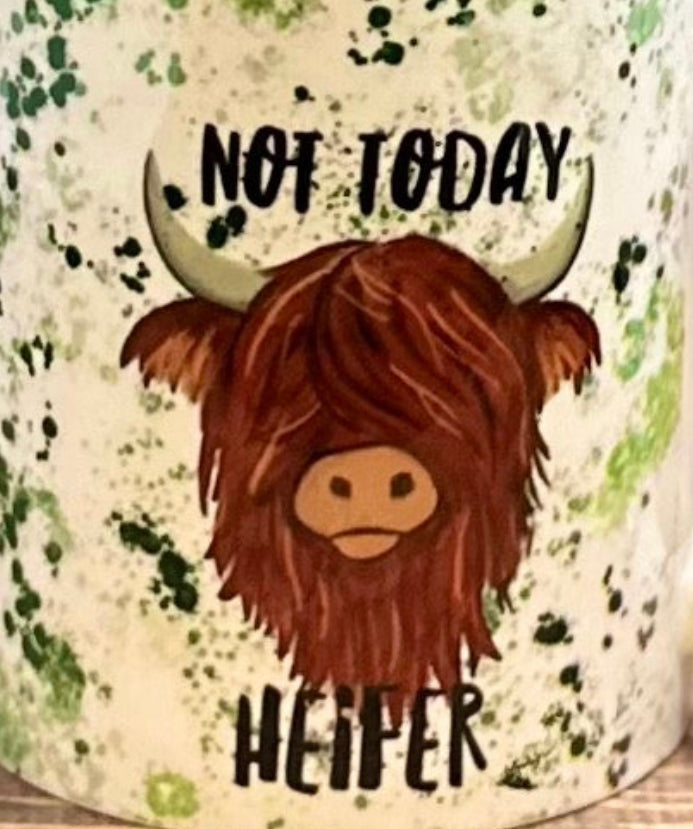 Colorful Coo Not Today Heifer or Not in the Mood 18oz Frosted Beer Can Glass with Bamboo Lid and Straw