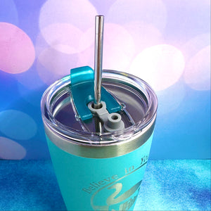 Stainless Steel Cups Lids Straws