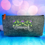 Sassenach Scottish Thistle Embroidered Felt Zipper Pouch - Outlander Inspiration