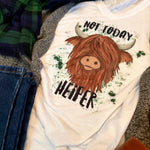 Not Today Heifer Highland Coo in Original Brown Women's V-Neck Shirt