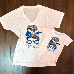 Infant Sassy Lassie Messy Bun and Aviators Onesies