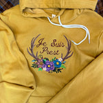 Je Suis Prest Floral Antler Embroidered Soft Fleece Unisex Sweatshirt Hoodie - Outlander Inspiration