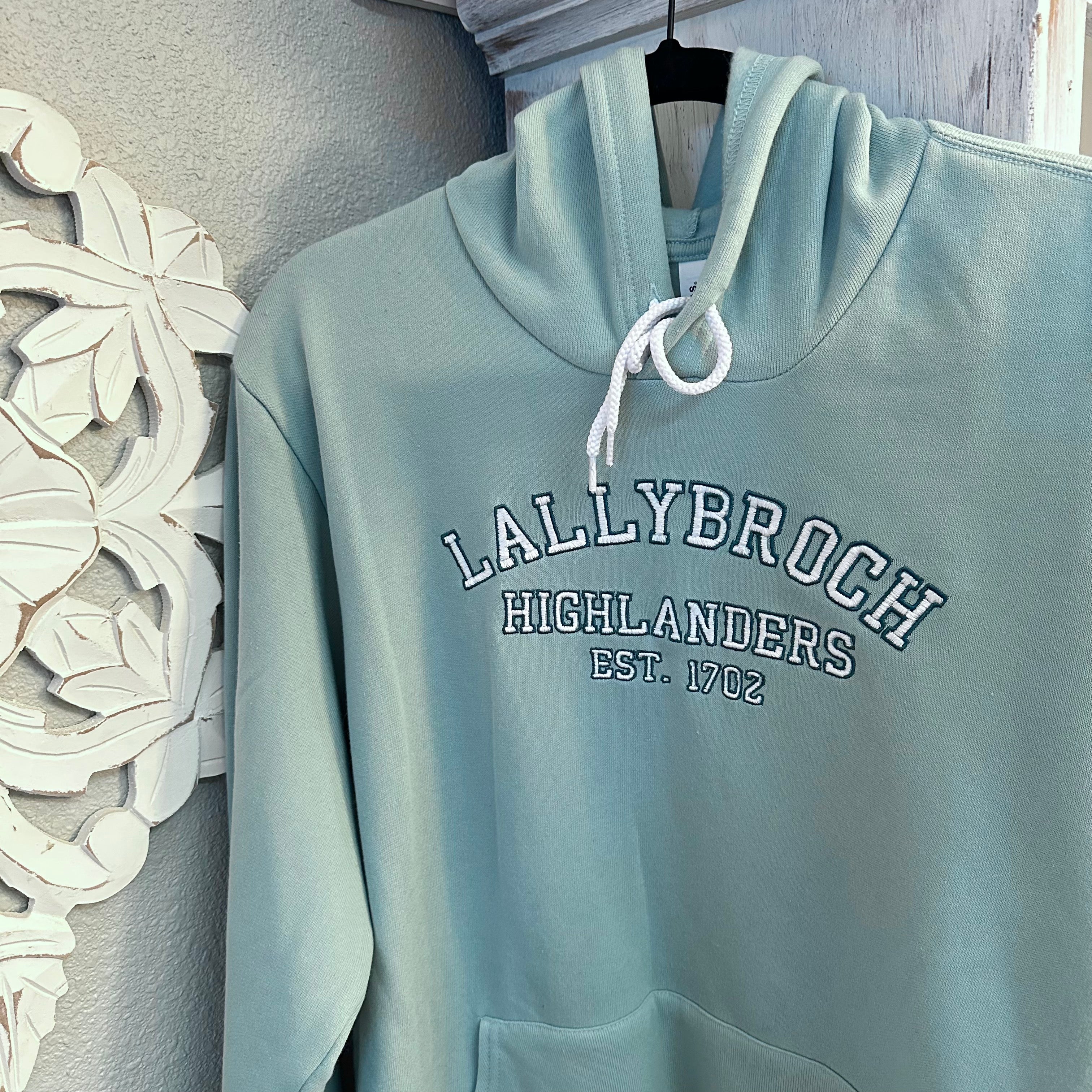 Lallybroch Highlanders Collegiate Embroidered Soft Fleece Unisex Sweatshirt Hoodie - Outlander Inspiration