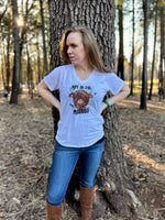 Not in the Mooood Highland Coo in Original Brown Women's V-Neck Shirt