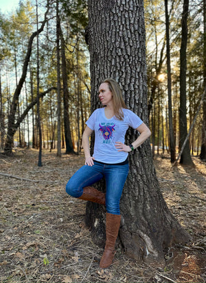 Not Today Heifer Highland Coo in Colorful Rainbow Women's V-Neck Shirt