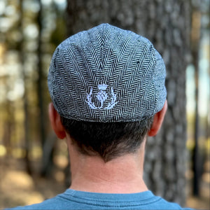 Cabby/Newsboy Herringbone Hat with Scottish Thistle Embroidery Wool Blend Golf Cap