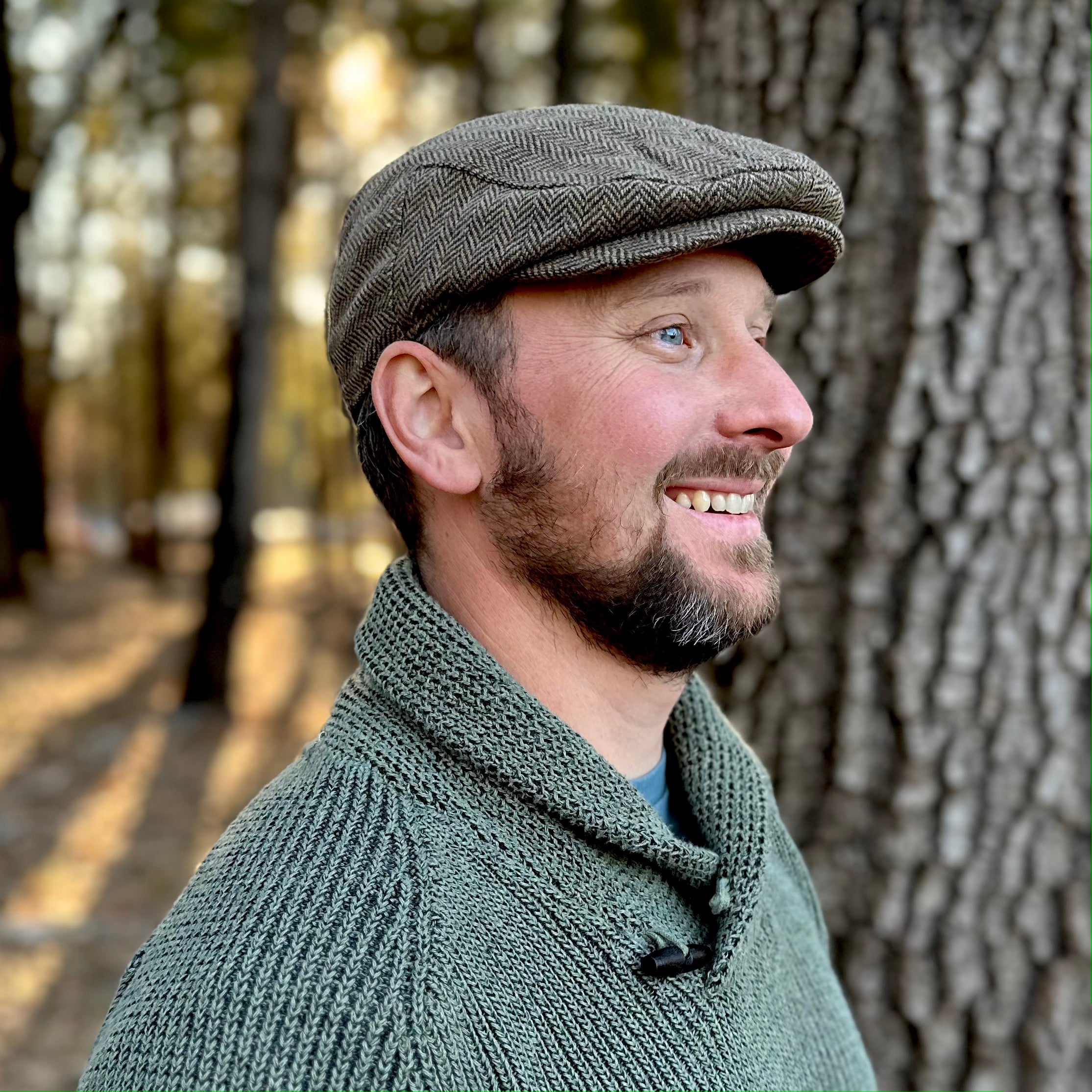 Cabby/Newsboy Herringbone Hat with Scottish Thistle Embroidery Wool Blend Golf Cap