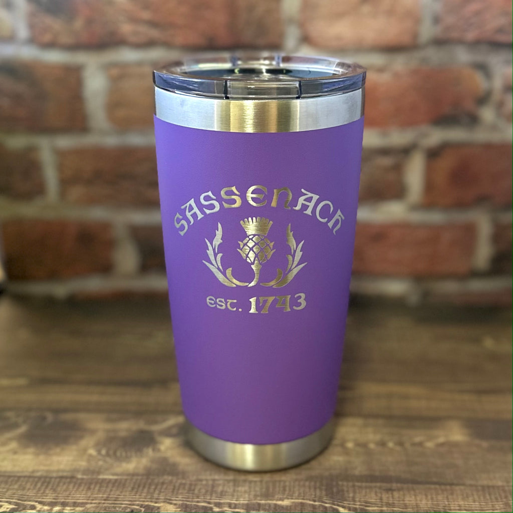 Sassenach Est. 1734 Laser Engraved Powder Coated 20oz Double Walled Insulated Tumbler - Outlander Inspiration