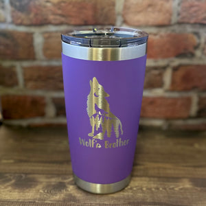 Wolf's Brother Laser Engraved Powder Coated 20oz Double Walled Insulated Tumbler - Outlander Inspiration