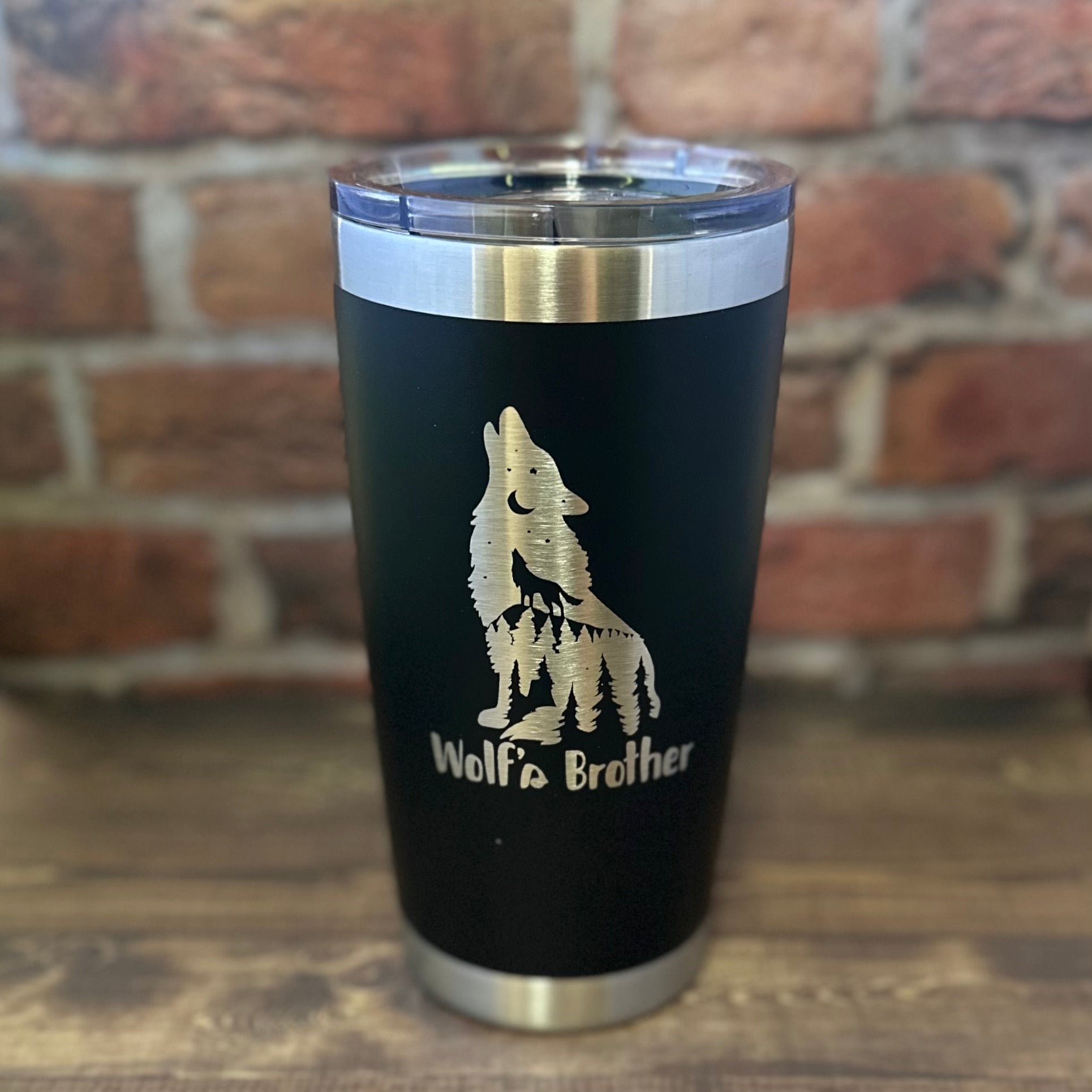 Wolf's Brother Laser Engraved Powder Coated 20oz Double Walled Insulated Tumbler - Outlander Inspiration