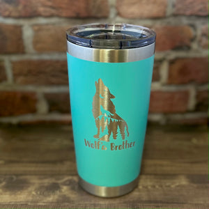 Wolf's Brother Laser Engraved Powder Coated 20oz Double Walled Insulated Tumbler - Outlander Inspiration