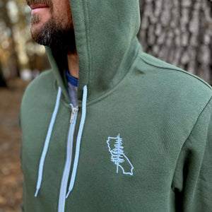 California Tree Embroidered Zipper Sweatshirt Hoodie