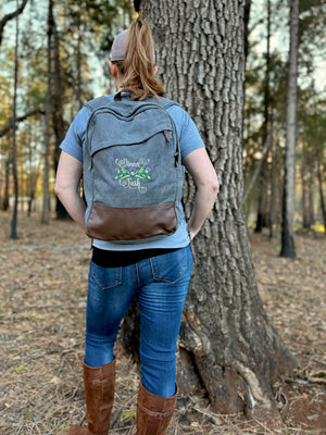 Dinna Fash Scottish Thistle Embroidered Cotton Canvas Backpack - Outlander Inspiration